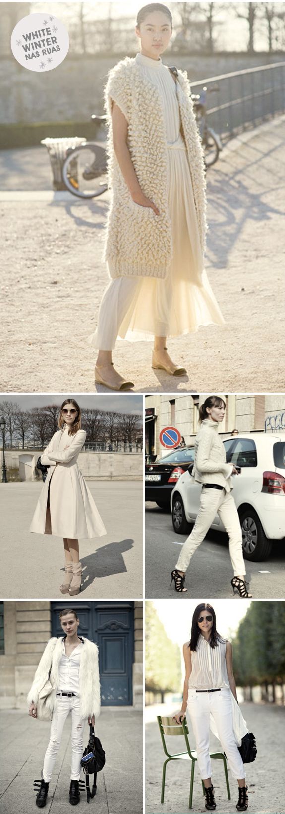 Looks total white street style